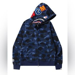 BAPE Blue Camo Shark Full Hoodie Zip